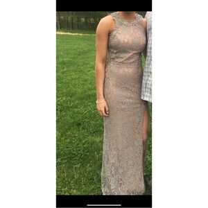 Elegant Lace Gown with Slit